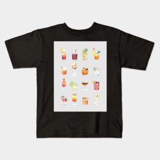Classic Watercolor Cocktails Drinks Kids T-Shirt
